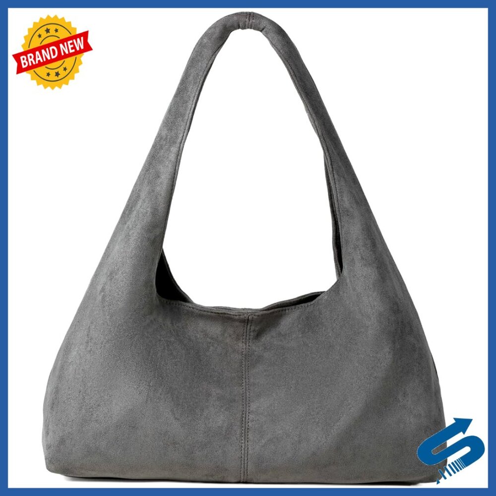 Slouchy Hobo Bag Foldable Shoulder Crossbody Tote Suede Minimal Chic